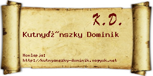 Kutnyánszky Dominik névjegykártya